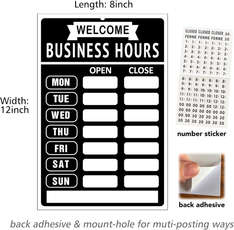 SnailGo Open Closed Signs Business Hours Sign Set for Window Door Open Signs for Business Hour Closed Open Flip Sign Store Resturant Bar Black - Image 3